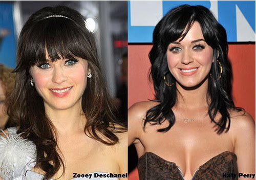 zooey deschanel e katy Celebridades Parecidas: Fotos de Famosos que parecem Gêmeos Idênticos