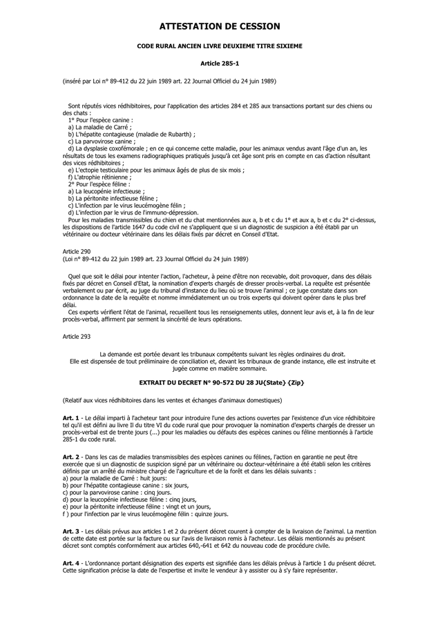 Attestation Cession Chiens Et Chats Doc Pdf Page 2 Sur 3