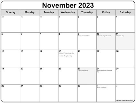 The busiest time of the year is here! november 2023 with holidays calendar