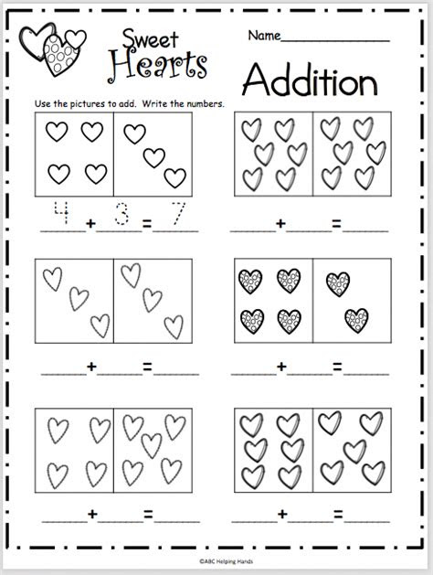  free valentines day math worksheet count the hearts in each box and