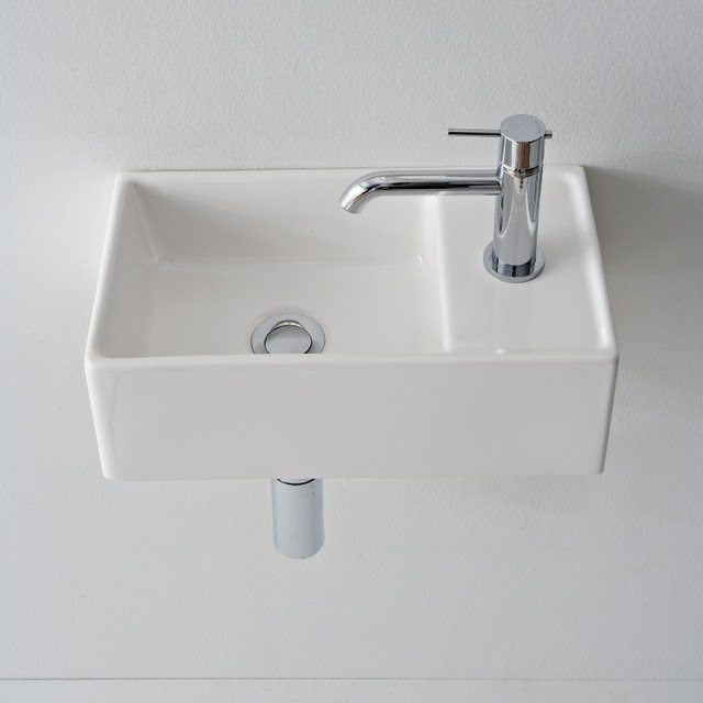 Compact Square Ceramic Vessel or Wall Mounted Bathroom Sink ...