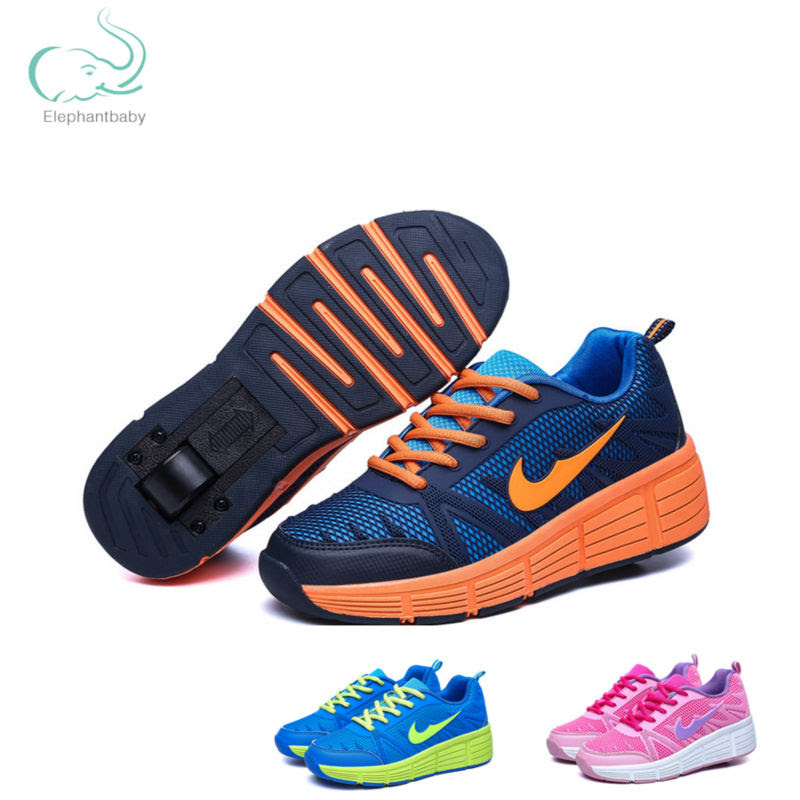  Anak  sepatu  heelys Meluncur sepatu  roda dengan roda 