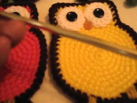 free coasters patterns crochet YouTube Owl  Coasters! Crocheted