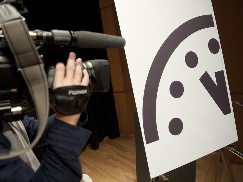 The Doomsday Clock stayed fixed at three minutes to midnight — the closest it has been to midnight since 1984.