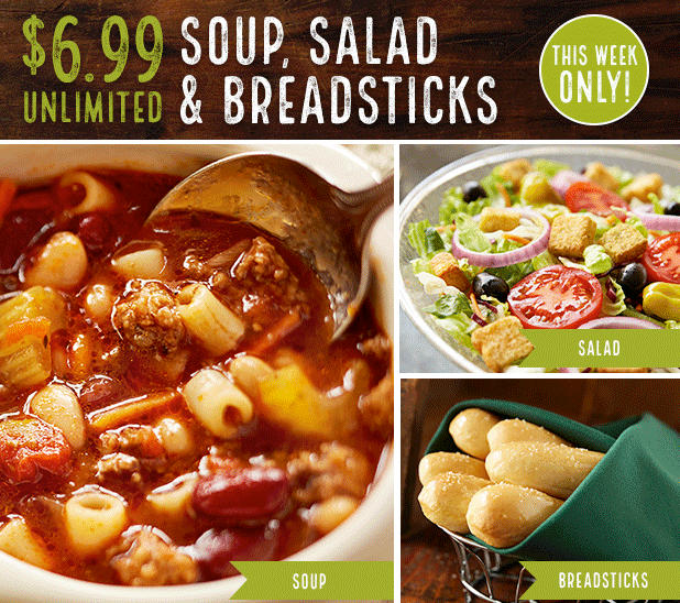 Olive Garden $6.99 Soup, Salad and Breadsticks Lunch thru 8/18 - Saving Toward A Better Life ...