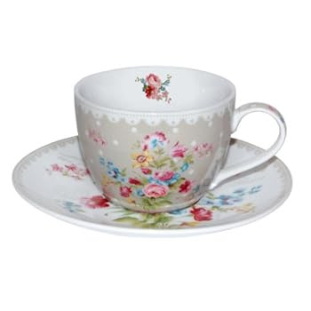 Nuova R2S 939JAF-K Coffret 6 Pièces Tasses Thé Fleurs Coloris Crème Porcelaine