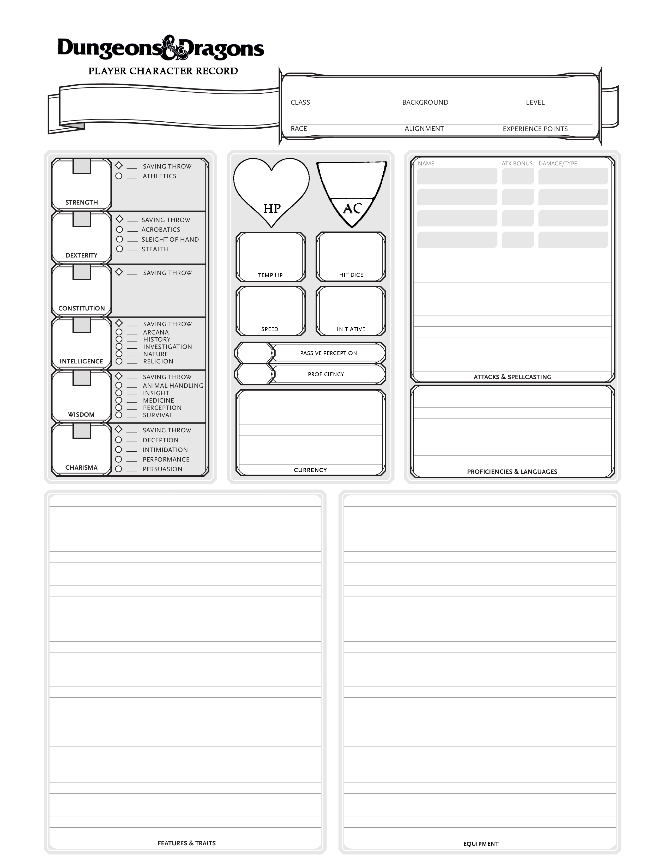 My Shot At A Simple Character Sheet 5e R Dnd