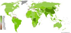 World map showing GDP real growth rates for 20...