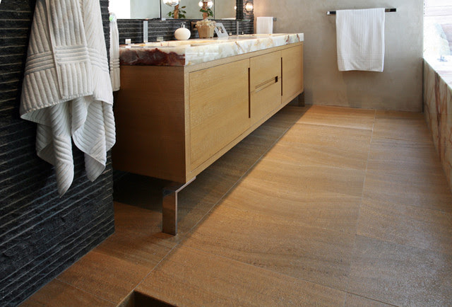 Madagascar Acid-Etched Wood Grain Marble Tile Floor - modern ...