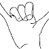 Thumb Up Sign Language - Hold up one hand with your thumb, index finger, and pinkie finger splayed.