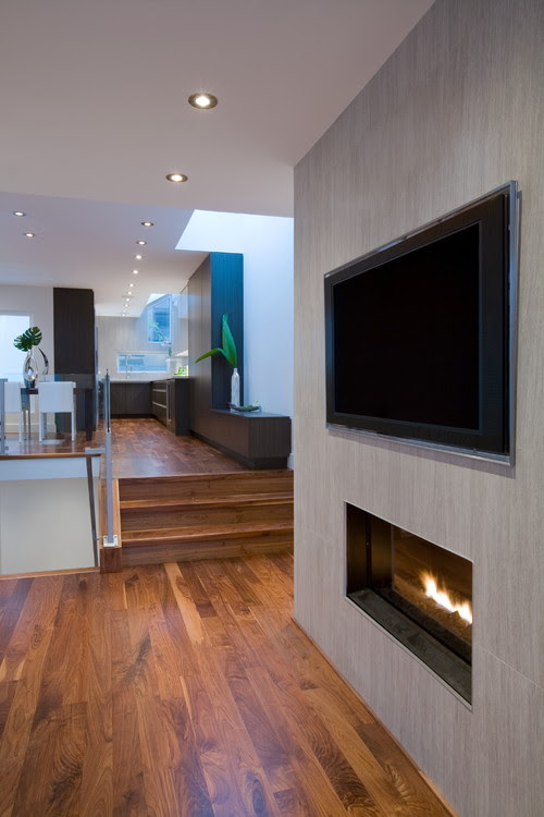 46" tv on corner fireplace