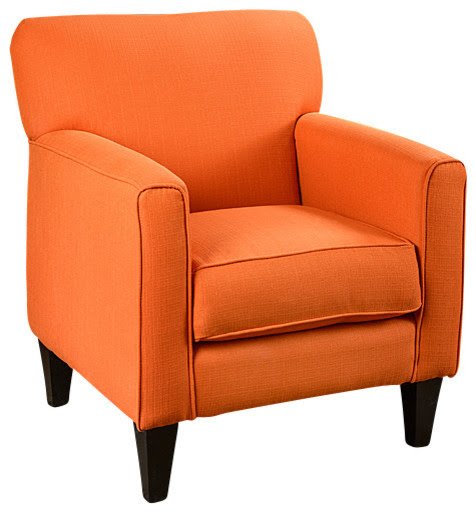 Eli Solid Orange Fabric Track Arm Accent Club Chair  Contemporary  Armchairs And Accent Chairs 