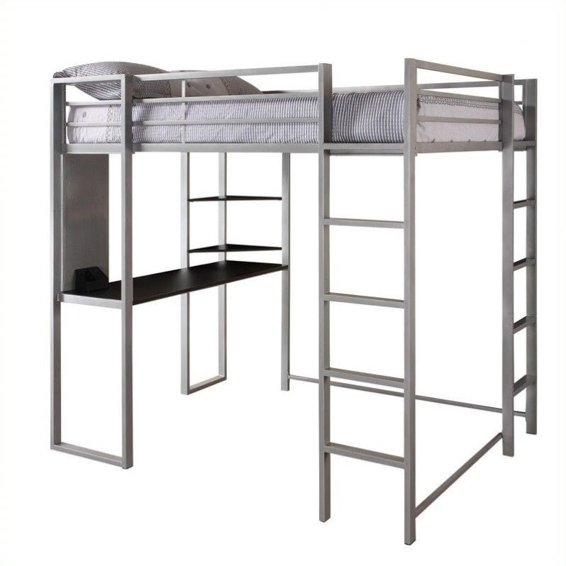 DHP Abode Silver Full Size Loft Bed w Black Desk Amp Shelves | eBay