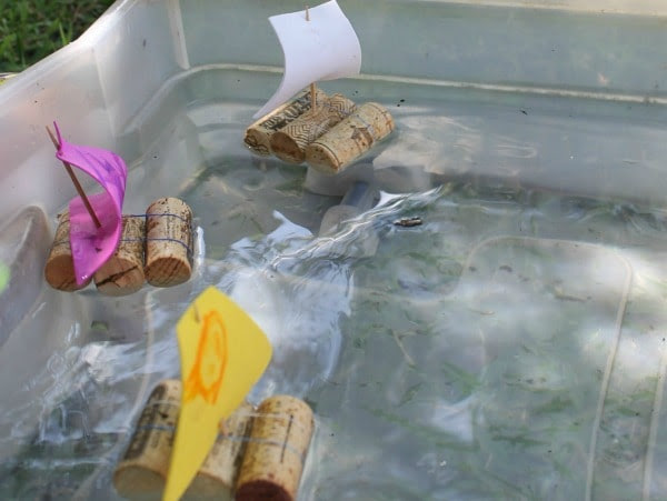 Making Toy Boats that Float Using Wine Corks, Foil, and Straws