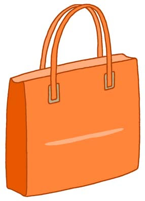 生活用品 他のイラスト アート素材 鞄 カバン かばん オレンジ 柿色 バッグ トートバッグ 手提げかばん