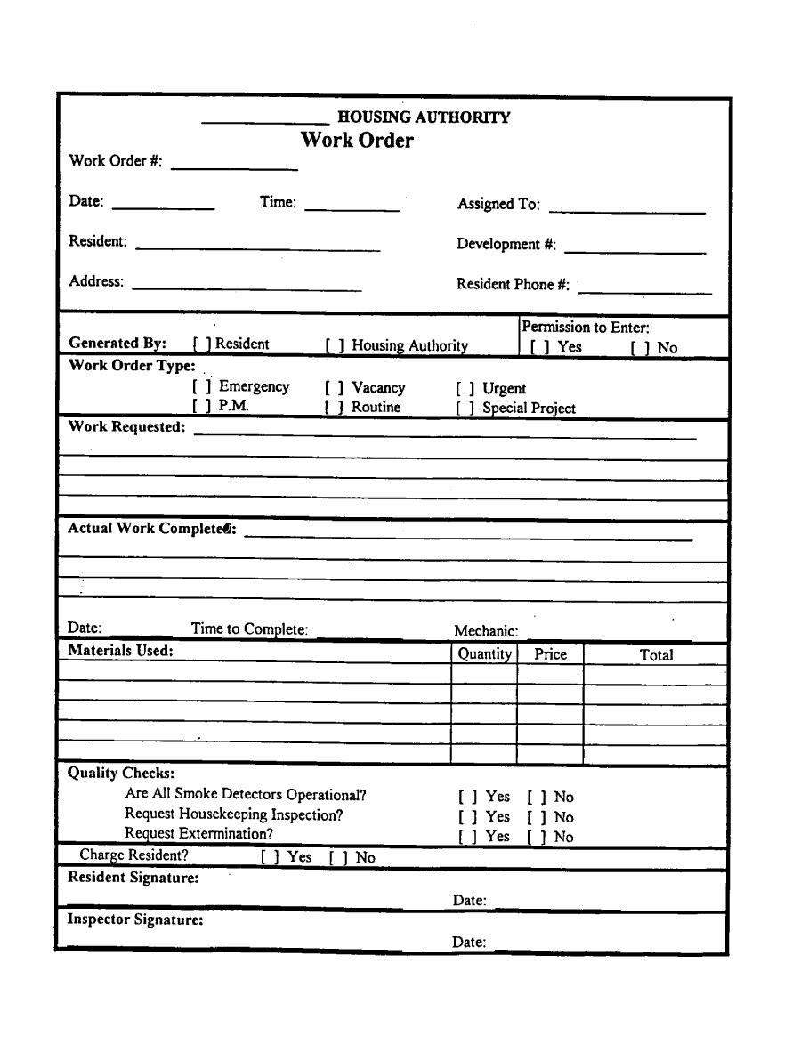 40  Order Form Templates [work order \/ change order   MORE]