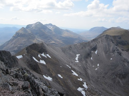 Looking back along the ridge towards Liathach and Coinneach Mhor from the summit of Spidean Coire nan Clach, Beinn Eighe