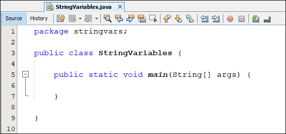 Blank java coding window