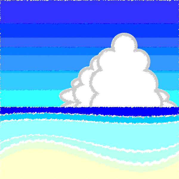 手書き風でかわいい夏の海辺の無料イラスト 商用フリー オイデ43
