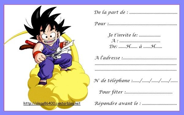 Carte Anniversaire Dragon Ball Z Gratuite Imprimer