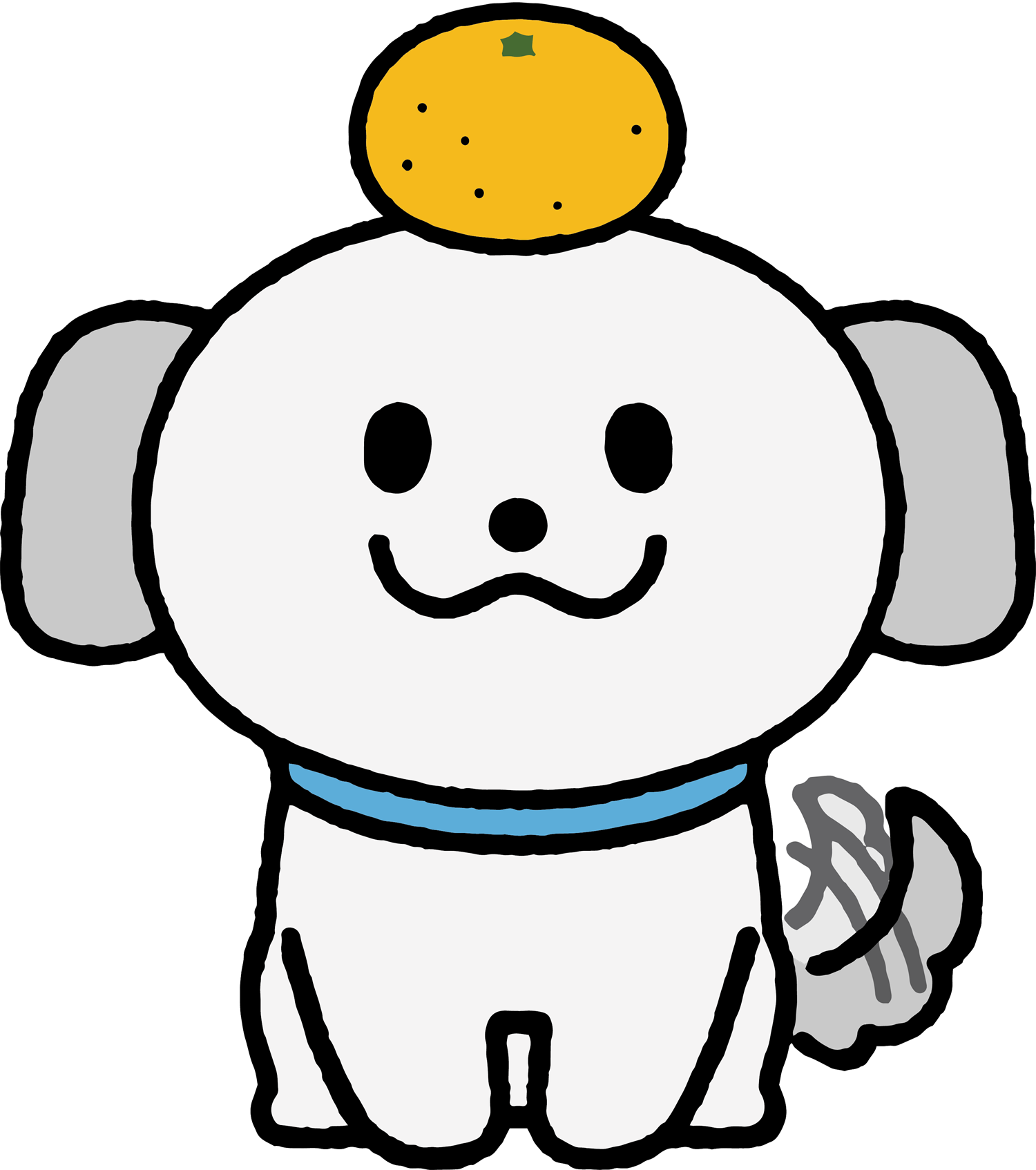 犬鏡餅としっぽ振る犬のイラスト 戌年年賀状に 可愛い無料イラスト素材集