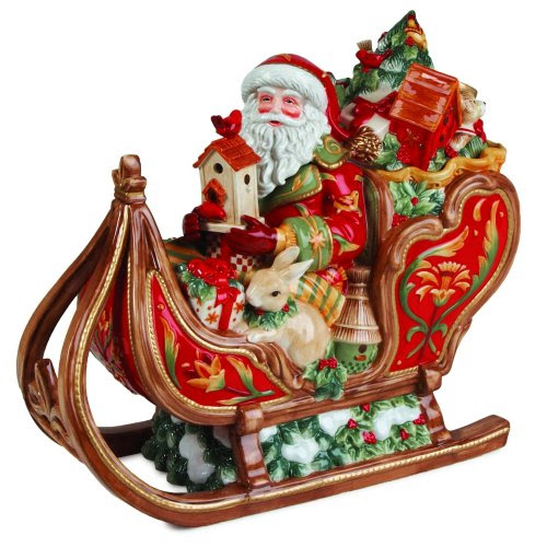 Fitz and Floyd Bellacara Santa & Sleigh Cookie Jar