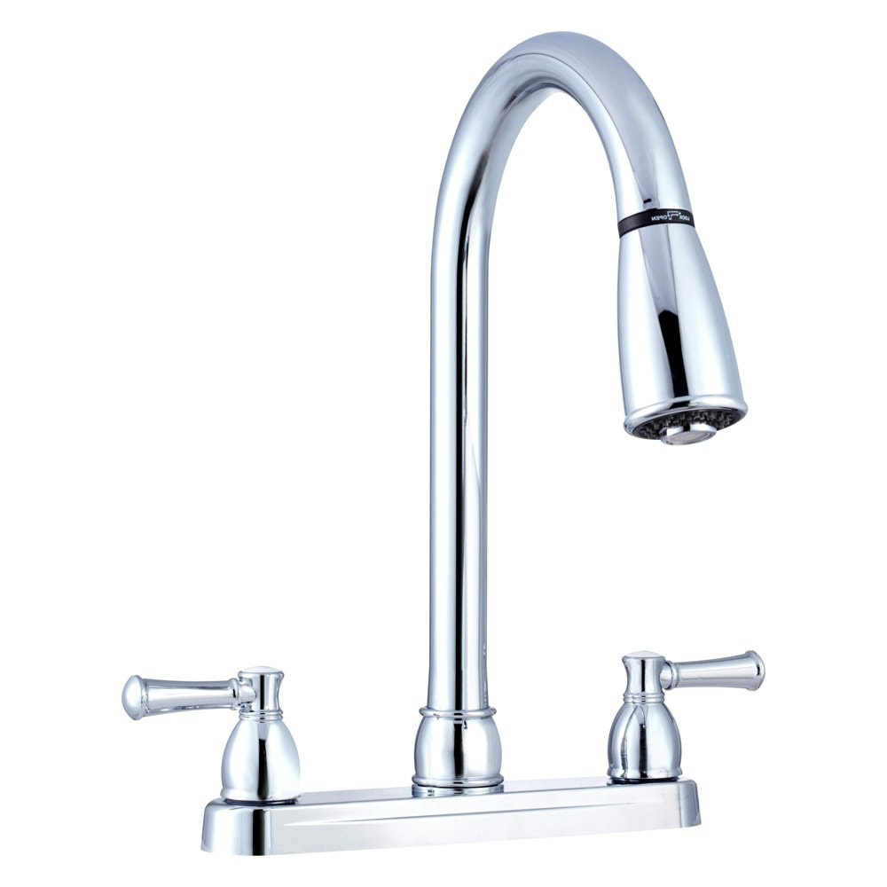 Dura® - RV Kitchen Pull Down Two Handle Faucet - CAMPERiD.com