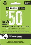 Simple Mobile - $50 Reup Prepaid Card - Green