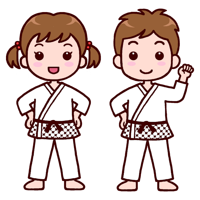 オス カラー 武道 柔道の無料イラスト 部活動 クラブ活動 運動部 学校素材