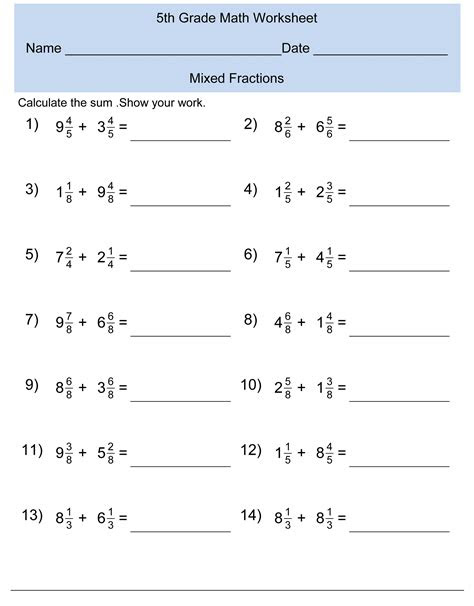  grade 5 math worksheets activity shelter