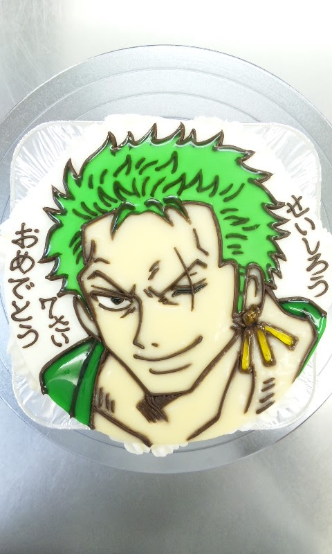 ワンピース より ゾロ のイラストケーキ ケーキはキャンバス ここまで描ける