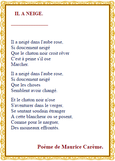 Il A Neige Maurice Careme