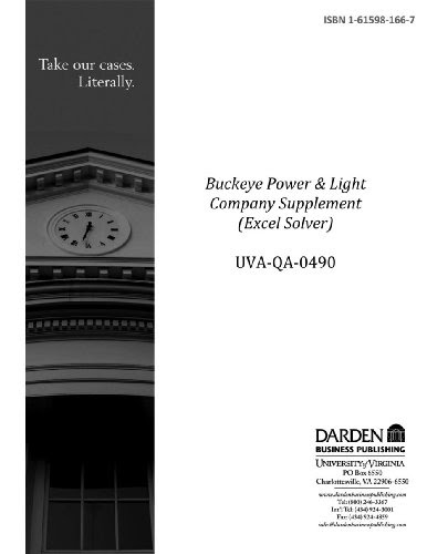 Buckeye Power & Light Company Supplement (Excel Solver)By Robert L. Carraway