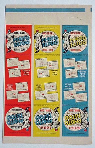 Art - 5 different; Baseball Tattoos - uncut sheet