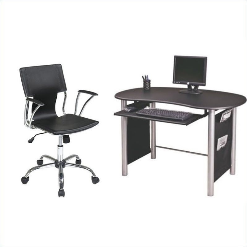 Office Star Saturn Multi-Media Computer Desk and Dorado Vinyl Office Chair
