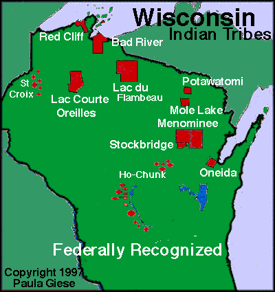 Wisconsin Native American Tribes Map