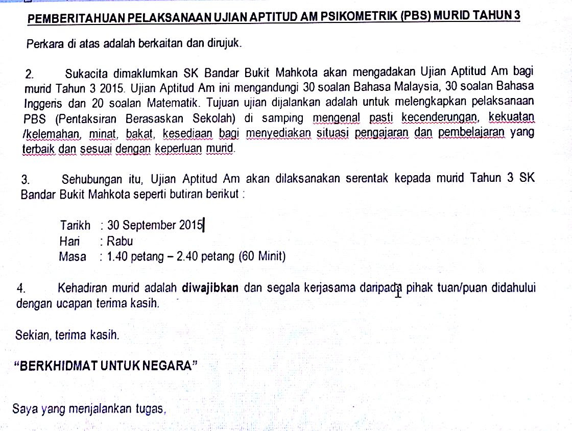 Sekolah Kebangsaan Bandar Bukit Mahkota » PEMBERITAHUAN 