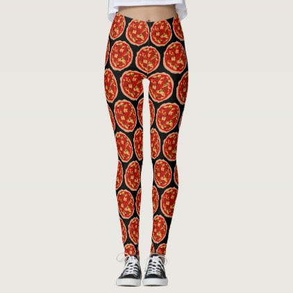 Funny pepperoni pizza print workout leggings