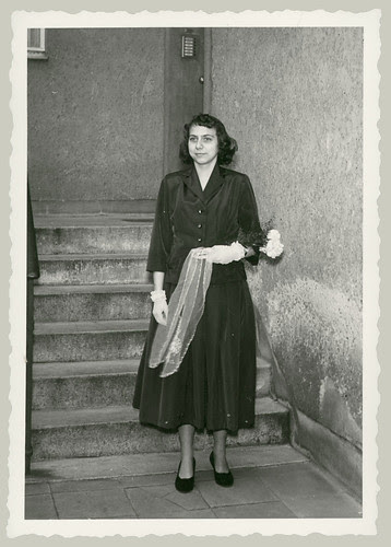 Woman, scarf and flowers