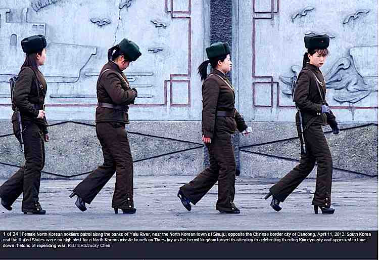 DPRK Female Soldiers in Uniform AND High Heels