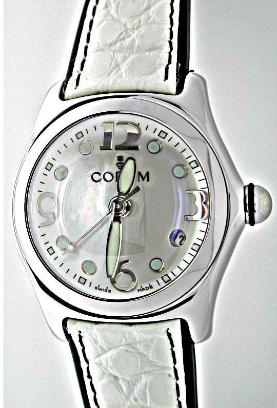Originalfoto CORUM MEDIUM BUBBLE ST PERLMUTT-ZIFFERBLATT TOPUHR NEU!