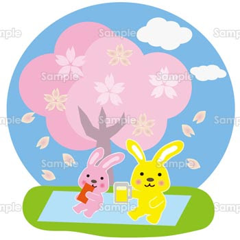 無料イラスト 写真 花見をするウサギ 素材集 テンプレートbank