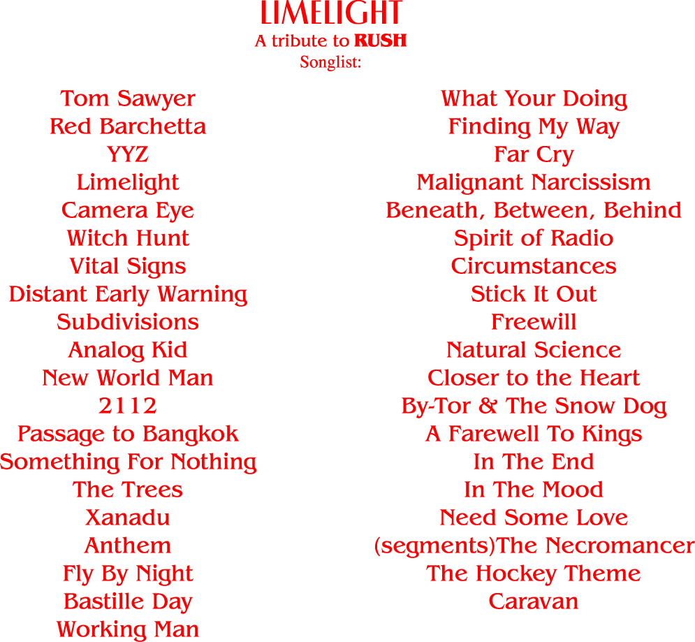rush  song list
