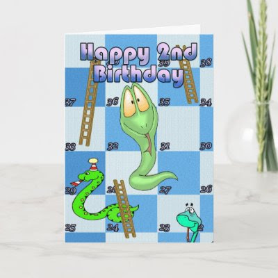 Happy Birthday snakes and ladders game Cards by moonlake