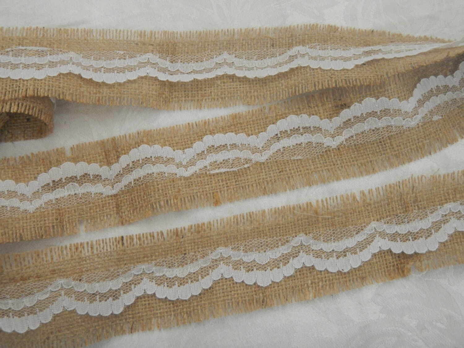 Burlap and Lace Ribbon, Ivory Lace and Burlap, Wedding DIY Decor, Mason Jar Wrap, Vase Wrap, Crafting Supplies, Jute Ribbon