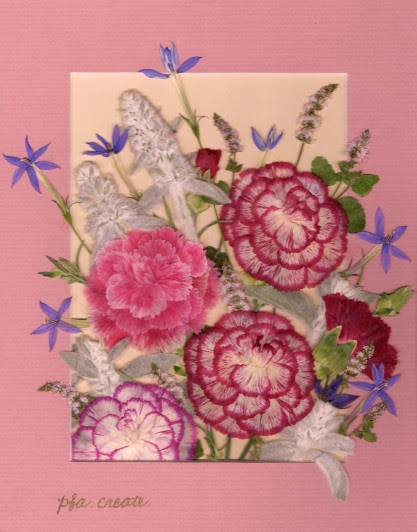 カーネーションの押し花作品 押し花作品