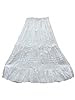 Boho Womans White Skirt Tiered Lace Work Cotton Long Skirts