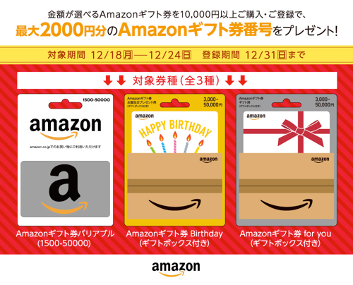 番外 17年12月24日まで セブン イレブン 1万円以上のamazon ギフト券バリアブル 購入 応募でもれなく最大4 分のamazon ギフトコードがもらえるキャンペーン実施 ぐぐぷれカード割引販売速報