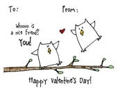 Owl Valentine Boy Girl Friend Class Card Pack - Classroom Stationery Set - weandthebean