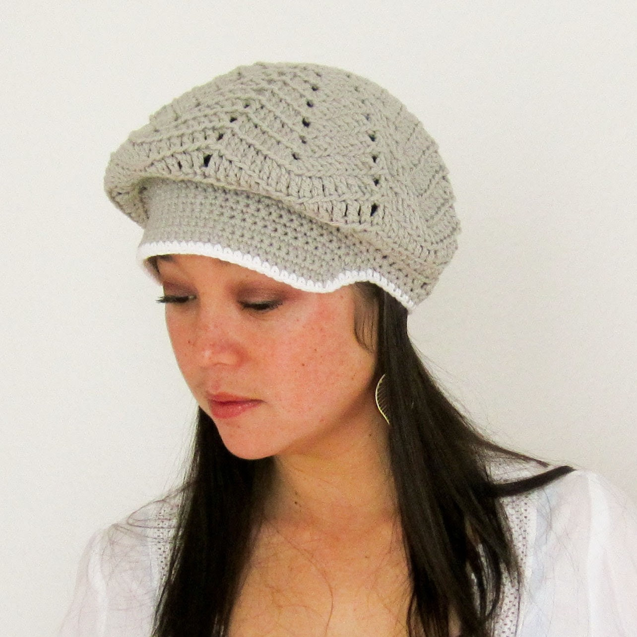 Slouchy Newsboy Hat in Stone